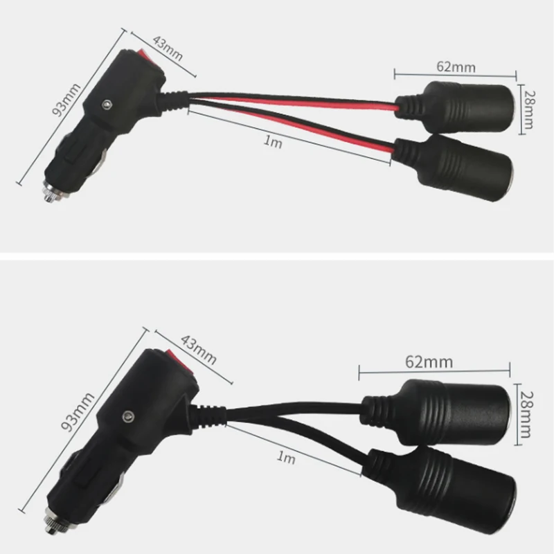Адаптер питания 2 в 1 для автомобиля разветвитель с штекером на гнезда адаптер