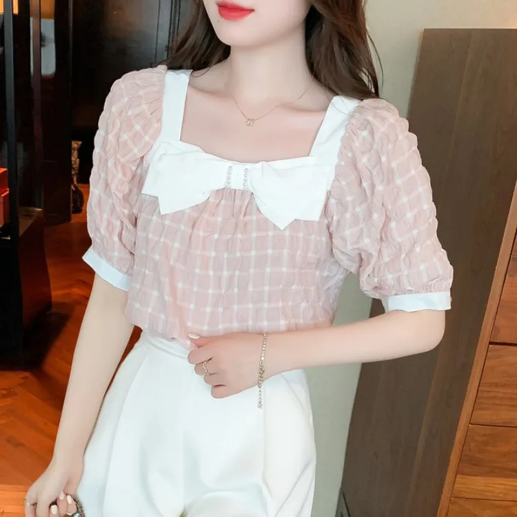 Модная Милая женская блузка с бантом новинка 2022 корейские повседневные