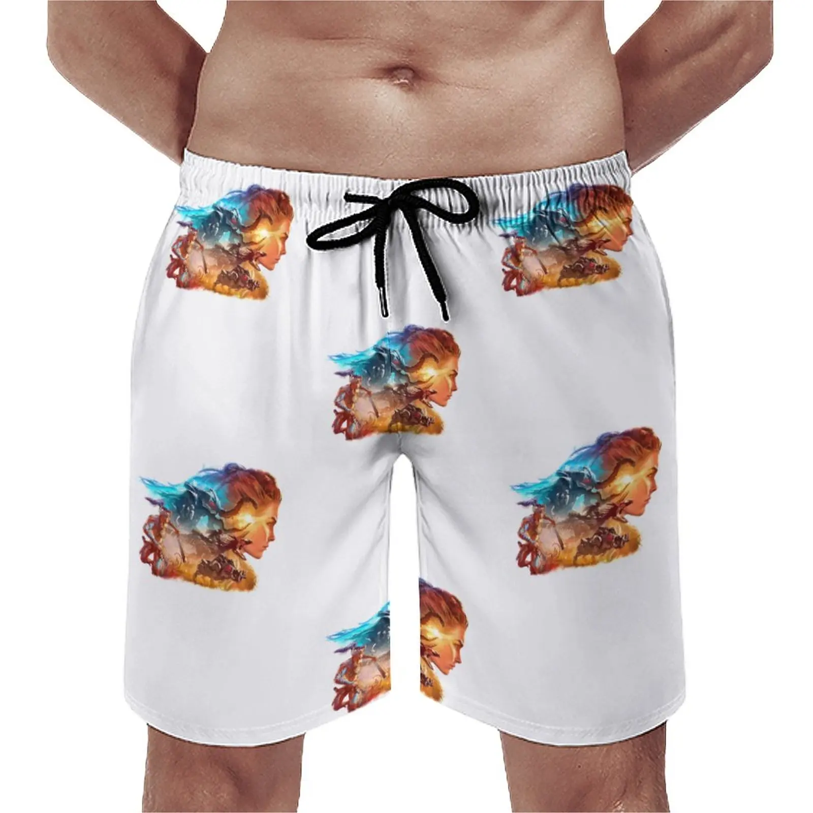 

Board Shorts Aloy Sun Hawk Fashion Beach Trunks Horizon Forbidden West Males Quick Dry Sports Hot Plus Size Board Short Pants