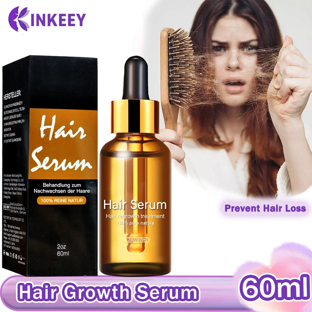 

Hair Growth Serum Fast Hair Regrowth Treatment Anti Hair Loss Anti-frizz Damaged Repair for Thicker Longer Healthier Hair 60ML