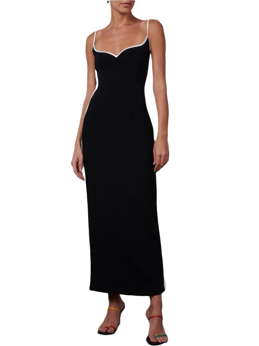 

Женское сексуальное длинное платье на бретельках без рукавов с V-образным вырезом и открытой спиной, летняя одежда