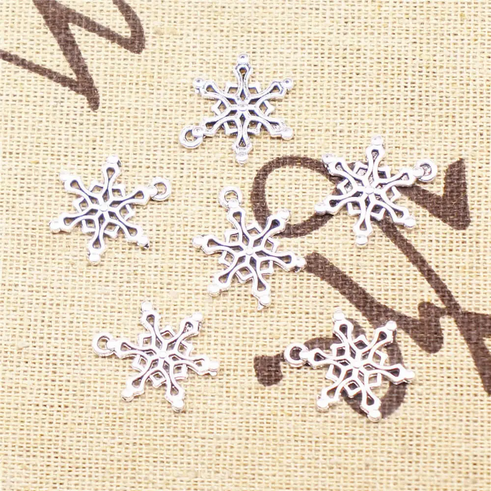 

Snowflake Charm For Jewelri Make Jewelri Pendant Handmade Kids 16X20mm Antique Silver Color 20 Pieces