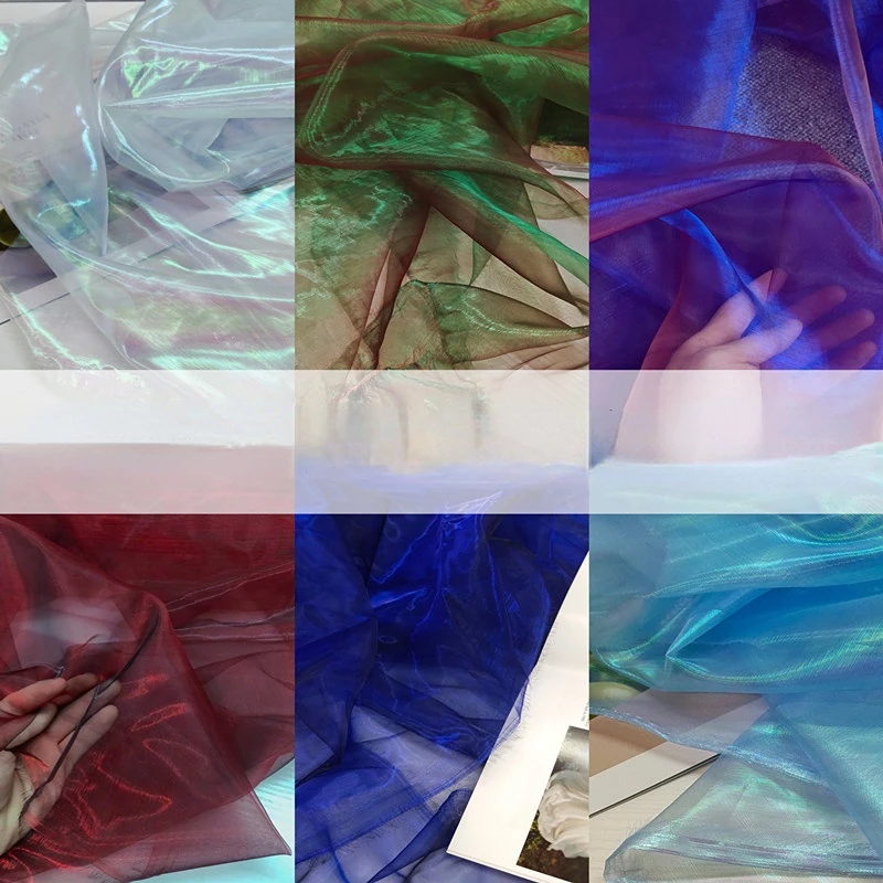 

Gradient Illusory Color Glazed Mesh Fabric Organza Creative Diy Background Wedding Dress Wholesale Cloth Per Meter for Sewing