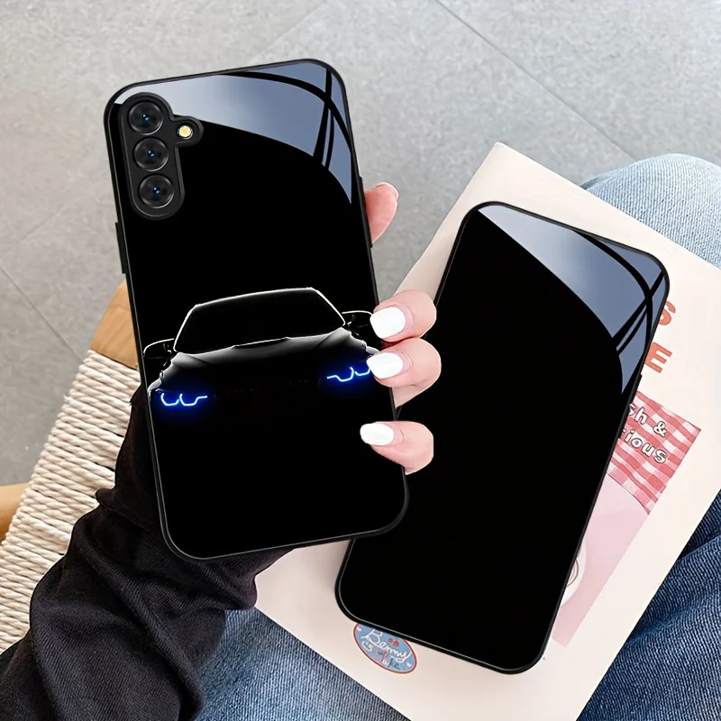 Фото Жесткий чехол для Samsung Galaxy в стиле спортивного гоночного автомобиля, глянцевый чехол для телефона с принтом суперкара с синими фарами на темном фоне №1
