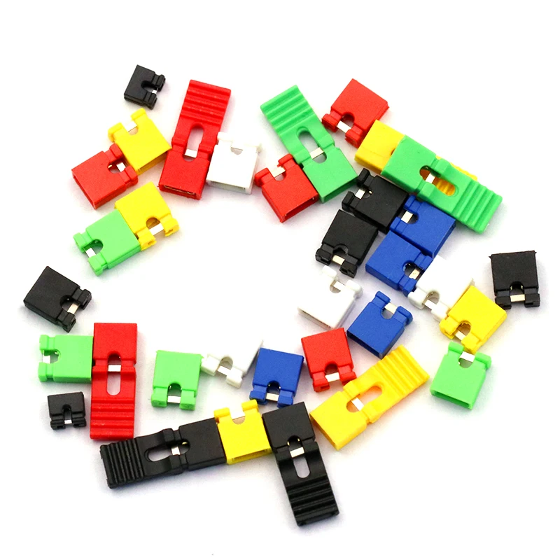 50PCS Pitch 2.54mm Header Jumper Shorted Cap & Headers & Wire Housings Connector Black Yellow Blue Red Green White For Arduino