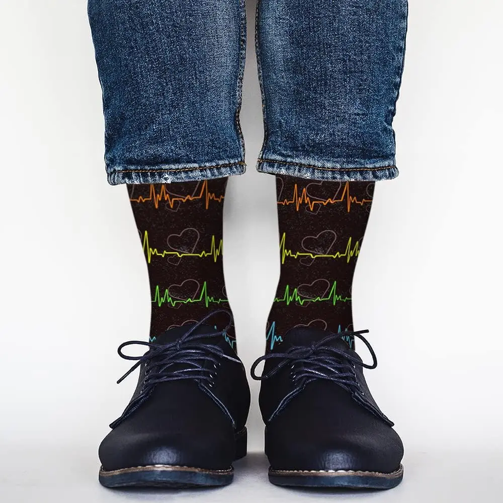 Красочные кардиограммы радужные забавные носки новинка повседневные для