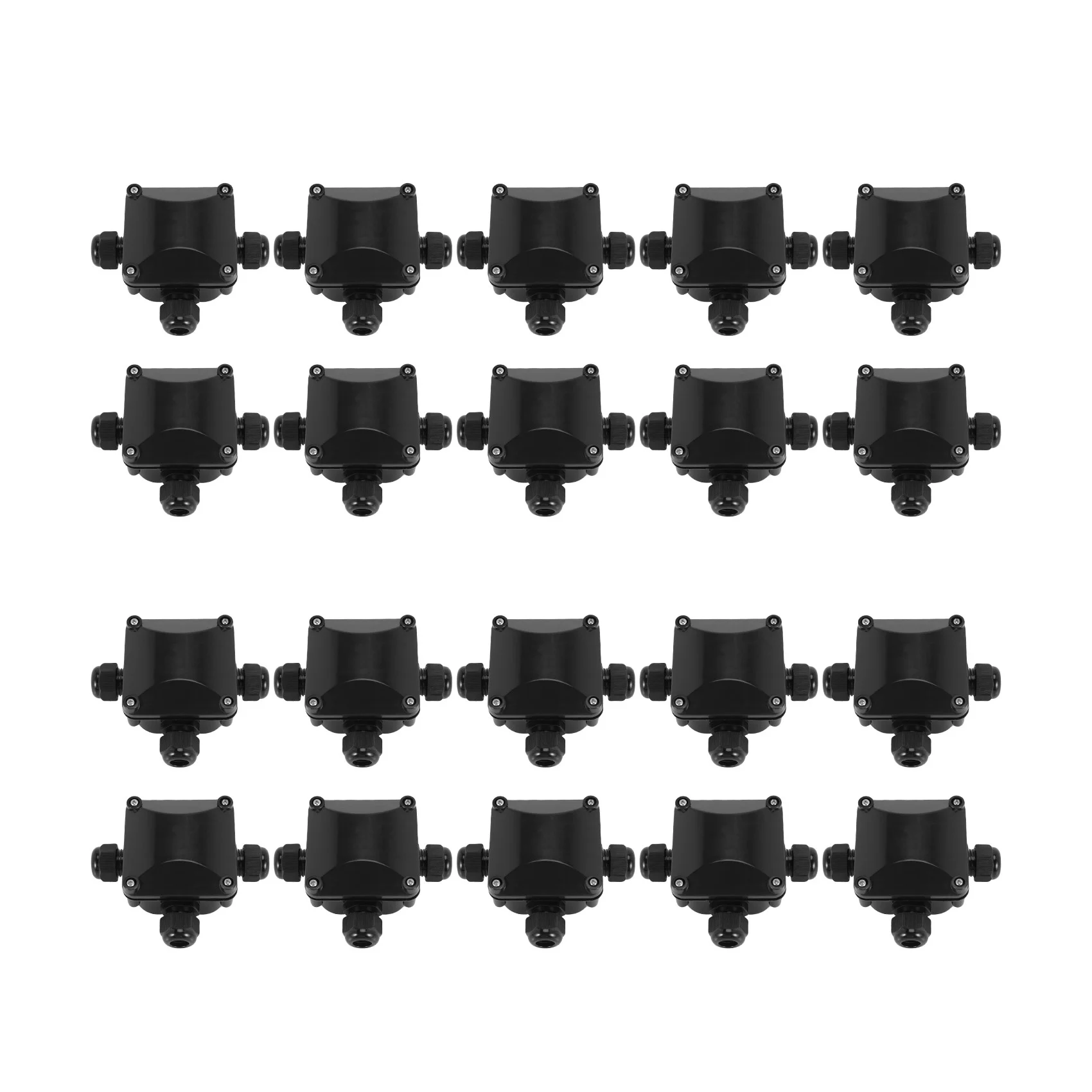 

3-Way Junction Box, IP 68 Waterproof Connectors for Outdoor Lighting External Junction Box Pack of 20 Black