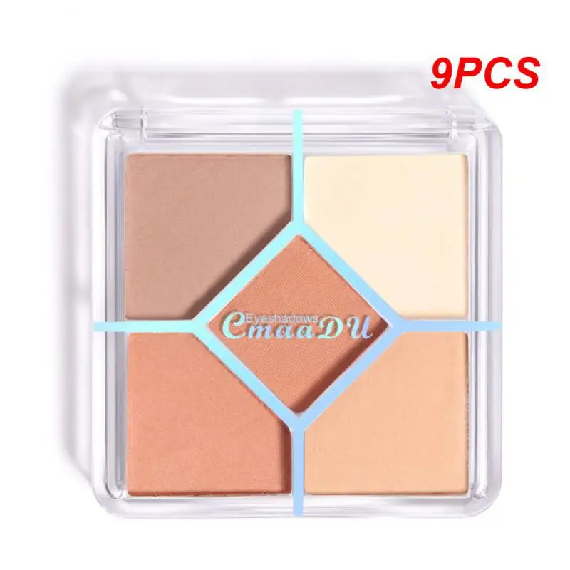 

9 шт., 5 цветов, палитра теней для век, ежедневный макияж, блестящие глаза, пигмент для глаз, акриловые тени для век, палитра для век