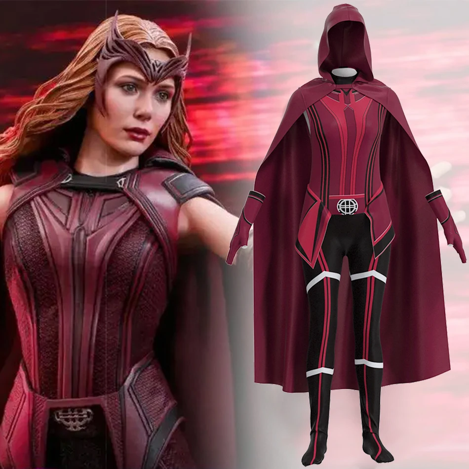 2022 Kids Adults Wanda Vision Scarlet Cosplay Witch Costume Outfits Halloween Children Carnival Suit Mask Custom