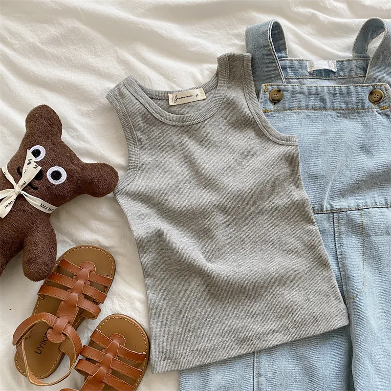 

Лето 2022, детская одежда, жилет для девочек, стрейчевый Топ для мальчиков, футболка