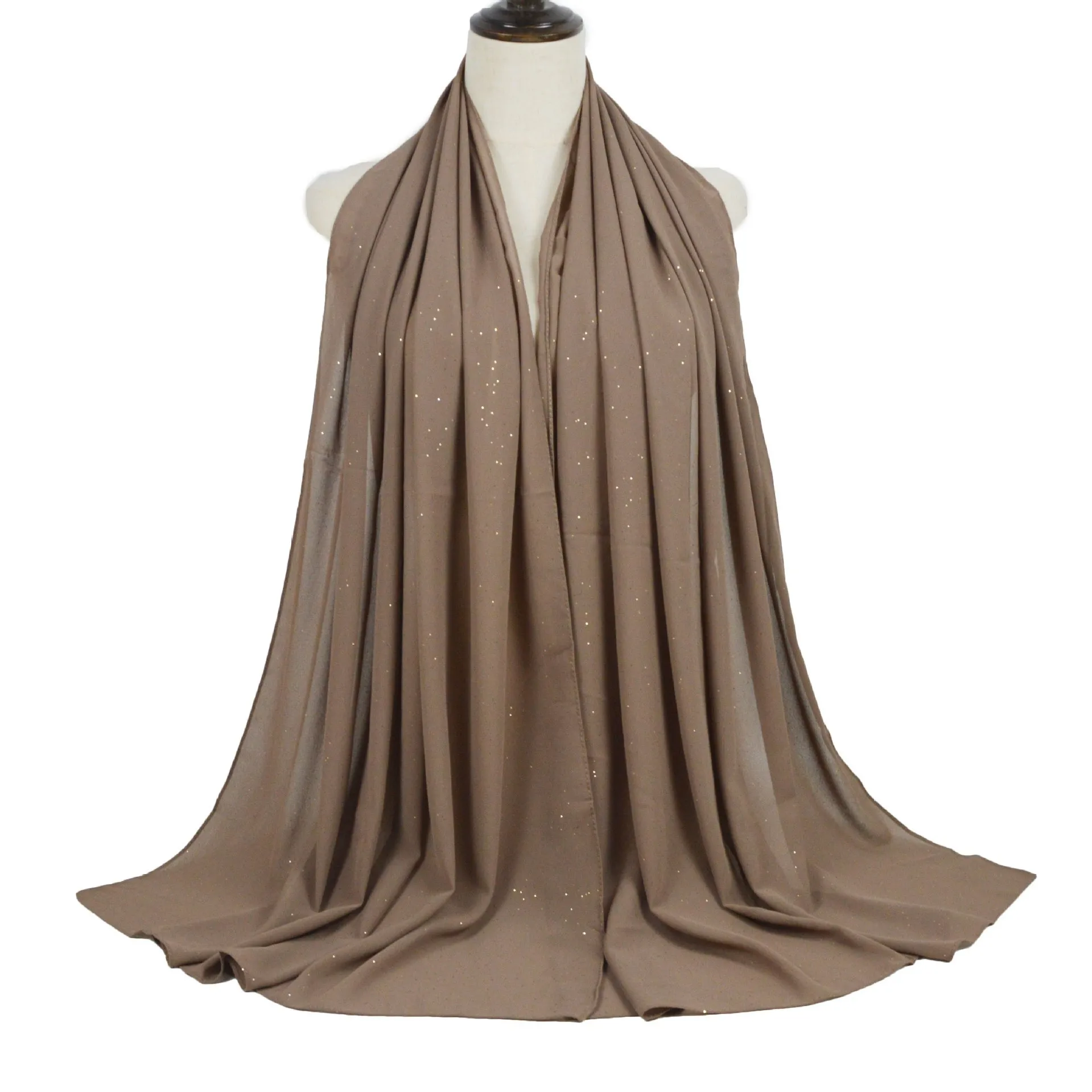 Sequins Bubble Chiffon Hijab Scarf Women Muslim Headscarf Plain Shimmer Turban Solid  Islamic Shawls and Wraps Pashmina Stoles
