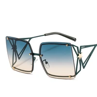 vintage oversized square rimless sunglasses stars men women fashion gradient lens shades luxury top quality sun glasses uv400