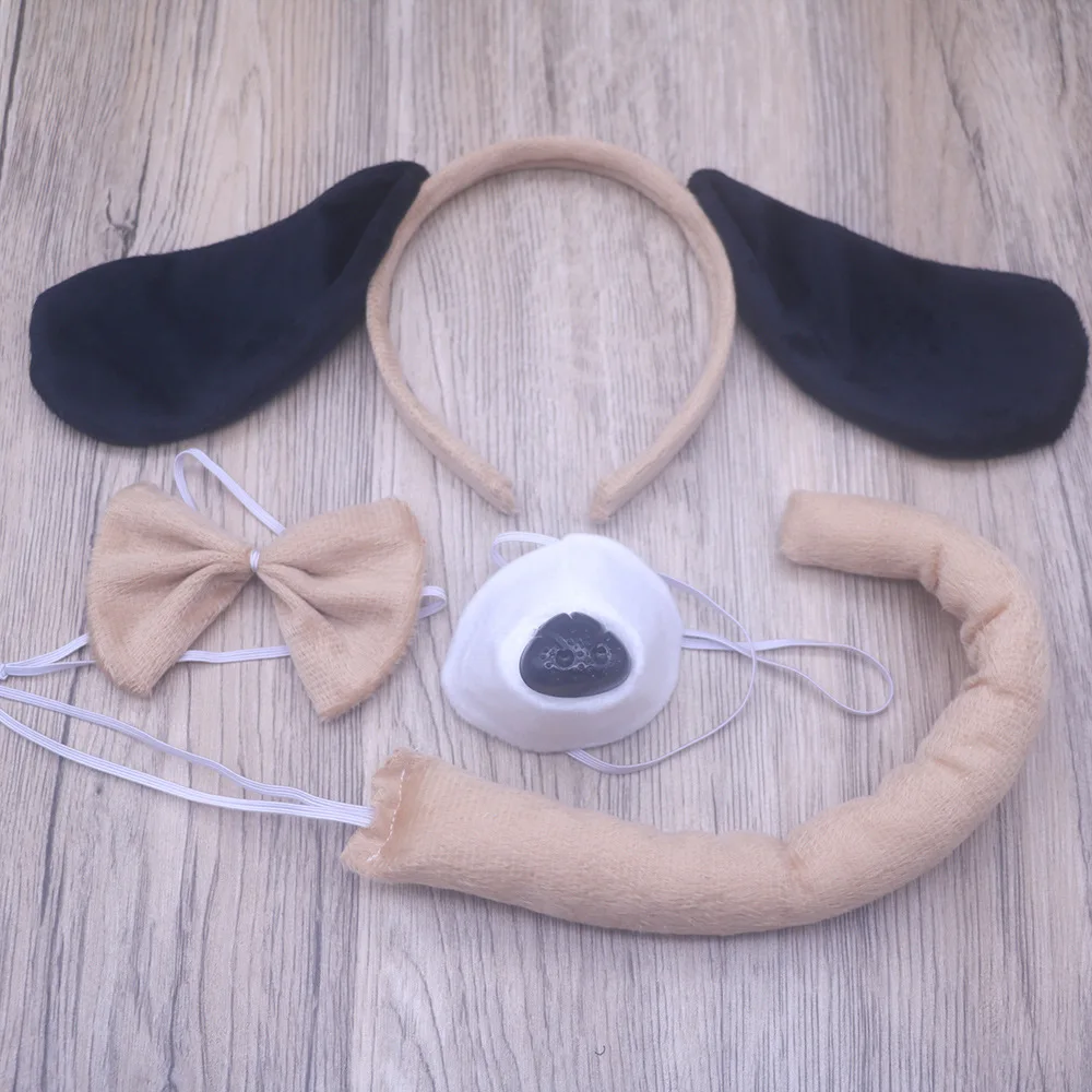 Плюшевая повязка на голову для косплея взрослых и детей с ушками животных собак