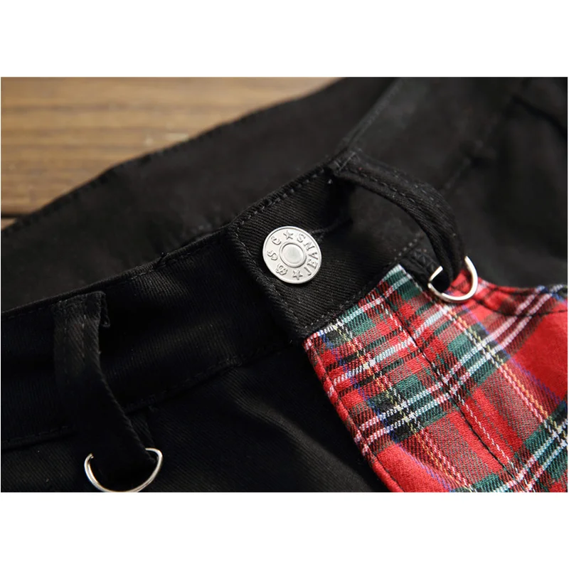 Streetwear Men Punk Vintage Black Splicing Self-cultivation Jeans Versatile Temperament  Pencil Pants Female 2022 Autumn New