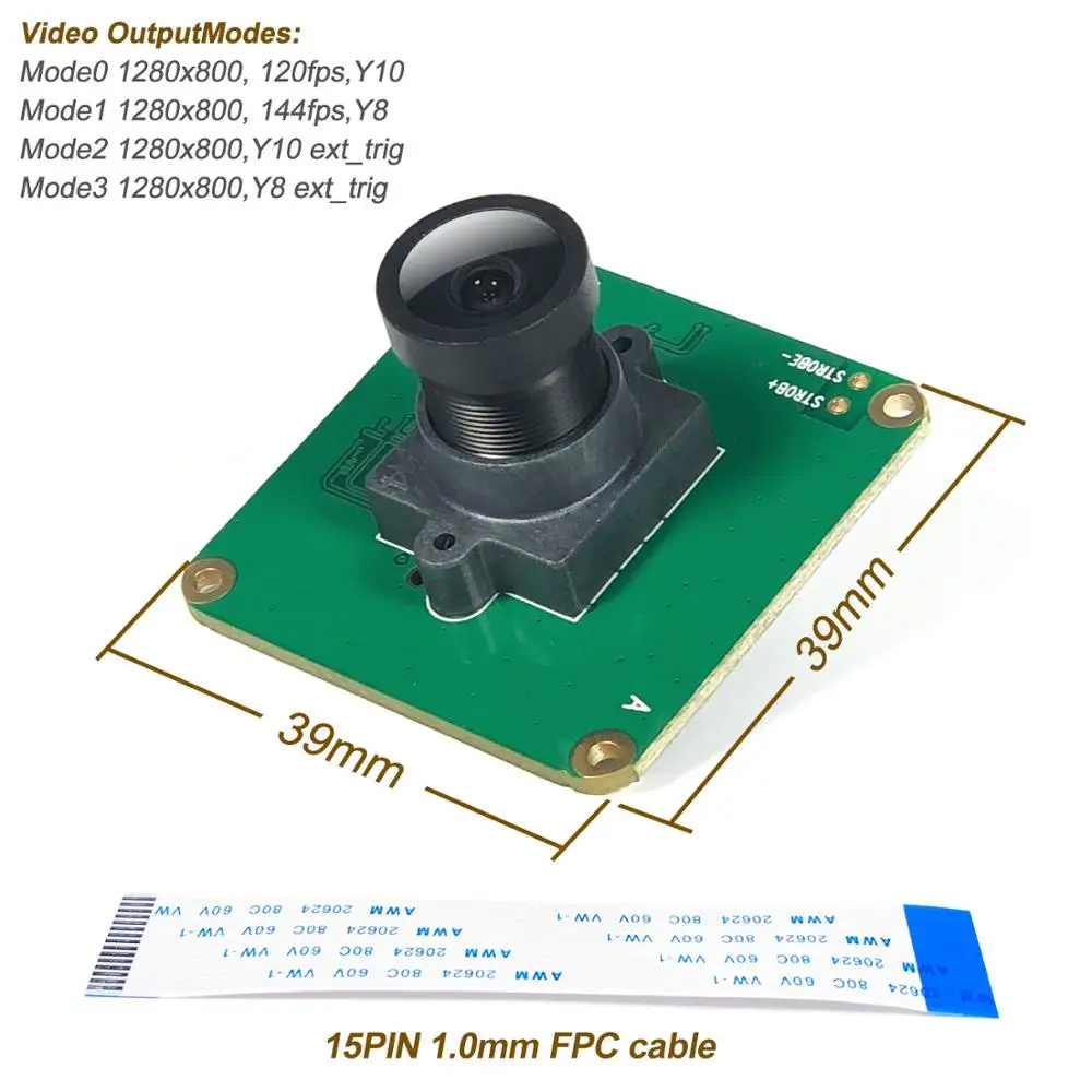 

Raspberry Pi Industrial Camera OV9281 Monochrome Global Shutter Sensor 1MPixel Wide Angle Fisheye Lens for Pi 4B/3B+/CM3+/Zero W