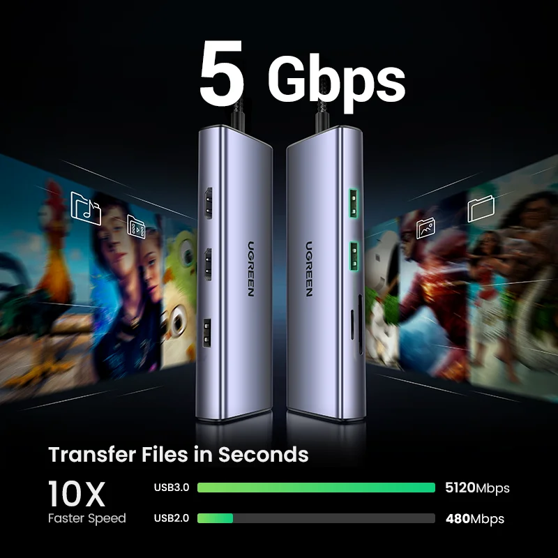 UGREEN USB C концентратор 4K 60Hz к 2xhdmi 2 0 RJ45 3 PD адаптер для Macbook iPad Pro Air M1 PC Аксессуары