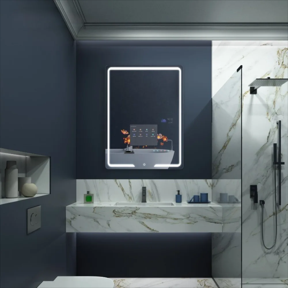 2024 Top Vercon интерактивное умное светодиодное зеркало для ванной комнаты с питанием