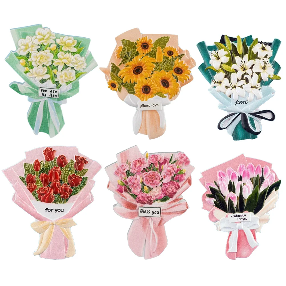 

6 Pcs Bouquet Fridge Magnet Office Magnets Educational Toy Sunflower Office Decor Fridge Magnets Lily Fridge Magnet Sticker