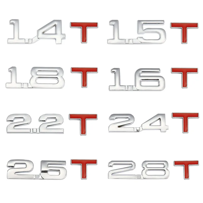 Car 3D Metal 1.6T 1.8T 2.2T 2.5T 3.0T Logo Sticker Emblem Badge Decals Auto Tail for BMW Mercedes Ford Audi Toyota Honda |