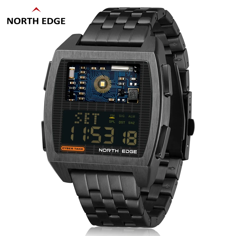 

New NORTH EDGE Sport Stopwatches Military Men's Digital Watches 50 M Waterproof Multi-function LED Back Light CYBER Smart Clocks