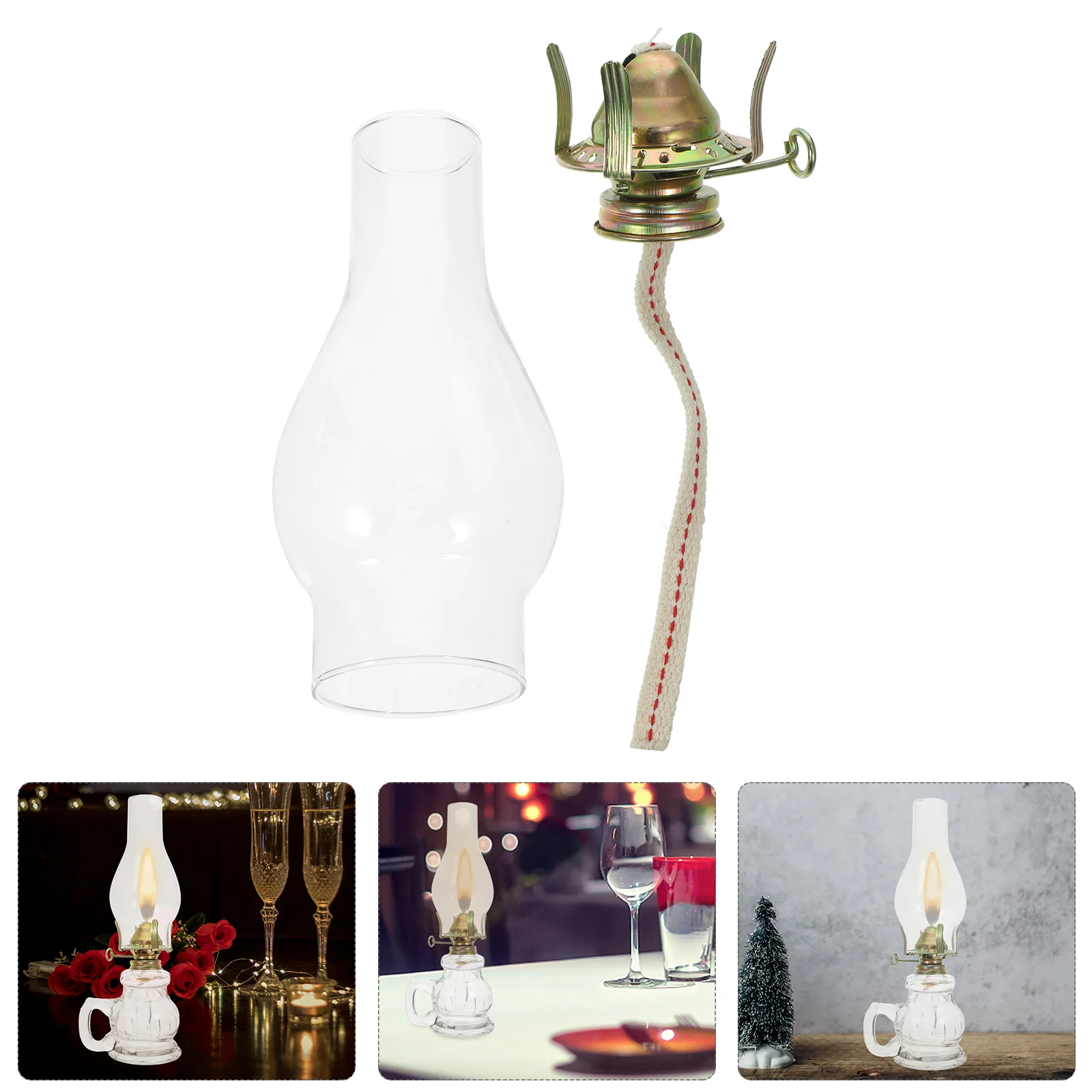

1 Set Replacement Clear Chimney Oil Lamp Windproof Lamp Shade Lamp Holder