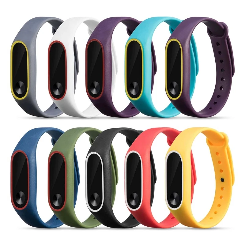 M2EC Dual Color Silicone Bands for MI Band 2 Smartwatch Replacement Strap Bracelet