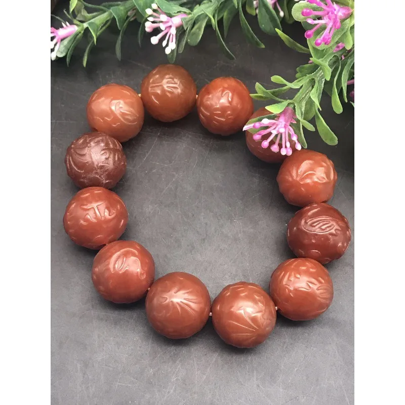 Натуральный резной браслет из агата мужской старого ручная игрушка шелковый с