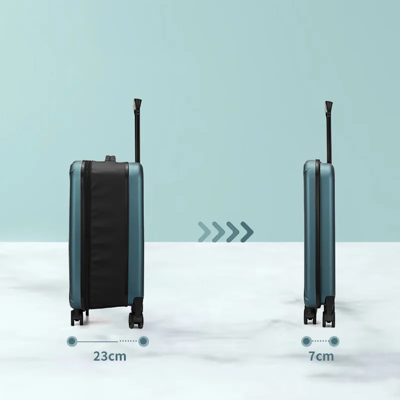 24 Inches Female Large-capacity Front Opening Business Travel Suitcase Universal Wheel Password Trolley Case Foldable Luggage