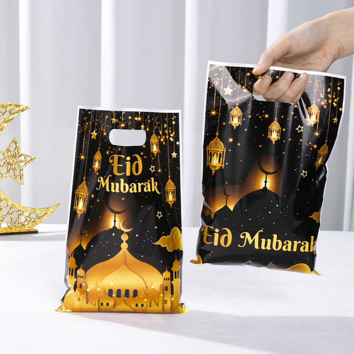 10 шт. пакеты для подарков Eid Mubarak пластиковые конфет и печенья Рамадан кареем