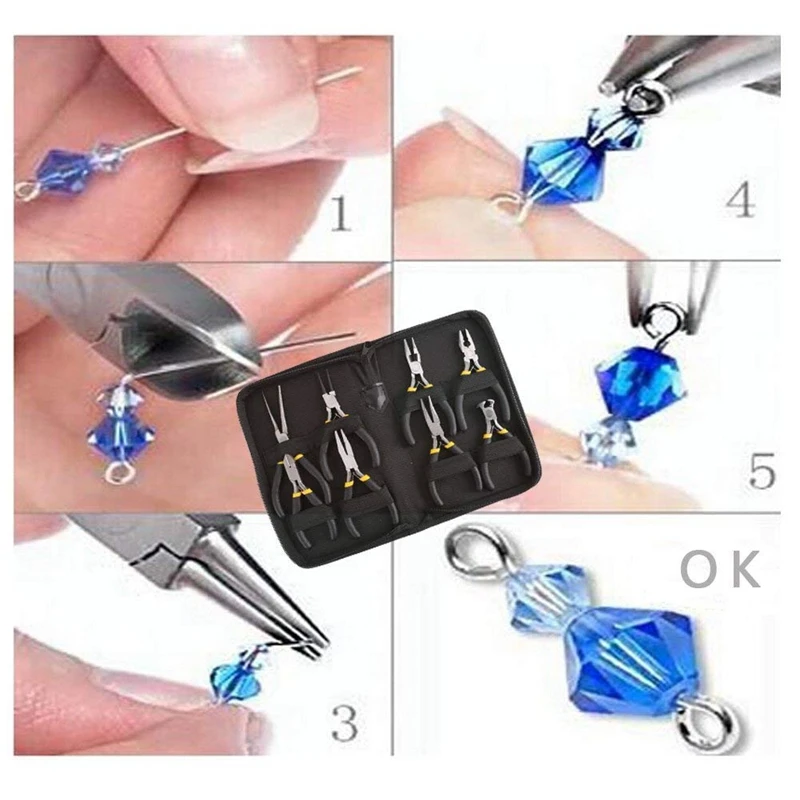 BMBY-8Pcs набор мини-плоскогубцев длинный нос с зубцами плоская челюсть круглая