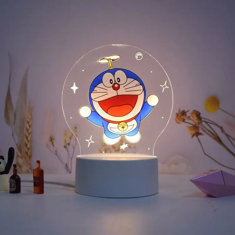 

Anime Toy Figures Doraemon 3d Night Lamp Acrylic Coloured Light Desktop Furnishing Articles Plate Desk Decor Children's Day Gift