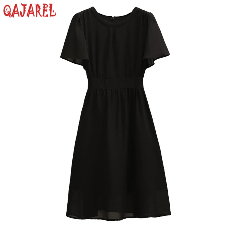 

Female Black Short Sleeve Hollow Out O-Neck Midi Dress Summer Fashion Elegant Bodycon Dress 2022 Korean Vintage Hepburn Vestidos