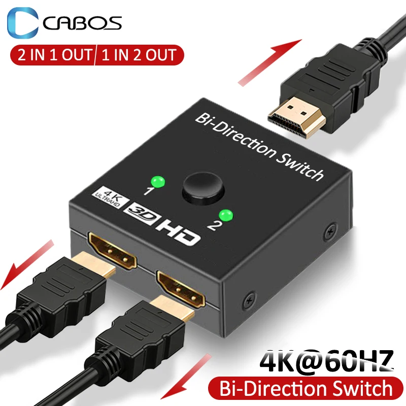 

4K 2 Ports Bi-directional HDMI-compatible Switch 3D HDR HDCP Splitter Switcher Supports Ultra For PS4 Xbox HDTV Switcher Adapter