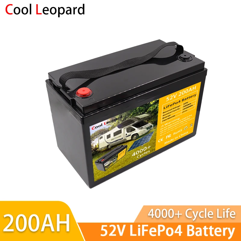 

52V 200Ah LiFePo4 Battery Pack With Built-in BMS For for Outdoor RV, Truck, Sightseeing Vehicle Solar Boat, Etc
