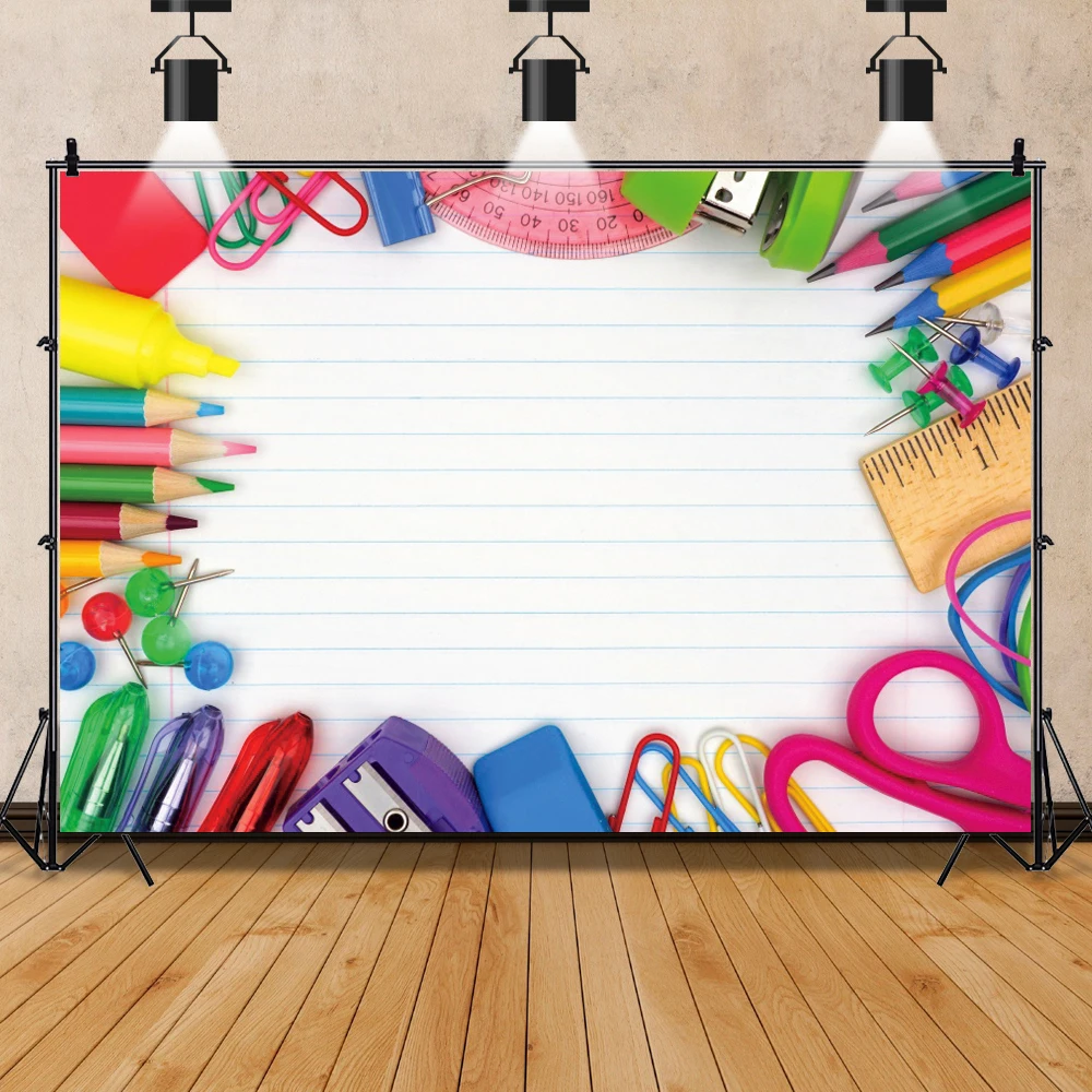 

Welcome Children Back To School Learn Knowledge Photography Background School Supplies Photographic Photo Backdrop Studio