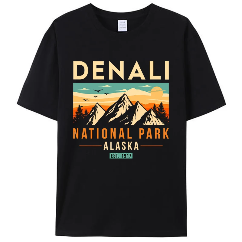 Denali EST 1985 винтажная ретро футболка Alaska National Park Mountain женская и мужская из 100% хлопка