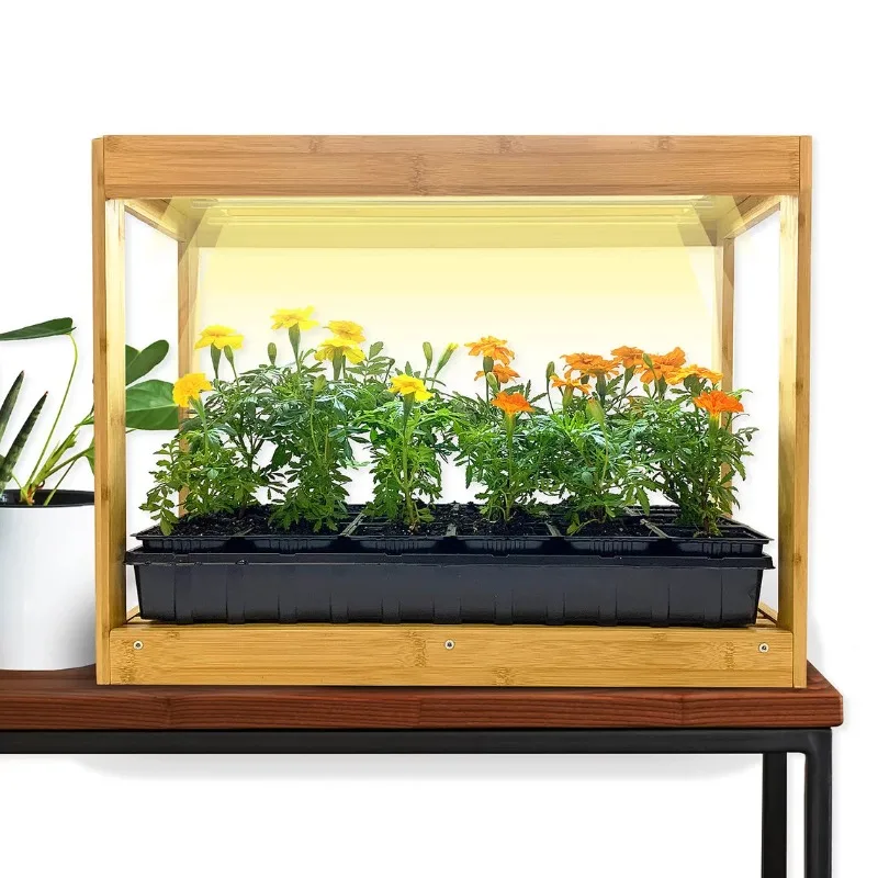 Bamboo Indoor LED Grow Light, Long Lasting and Durable Bamboo with DC Adapter and Timer- 22.5