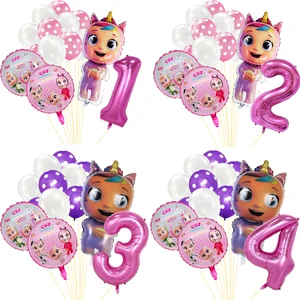 Cartoon Cry Babies Foil Balloons Set Birthday Party Decorations Crying Doll Pink 32inch Number Globo in Pakistan