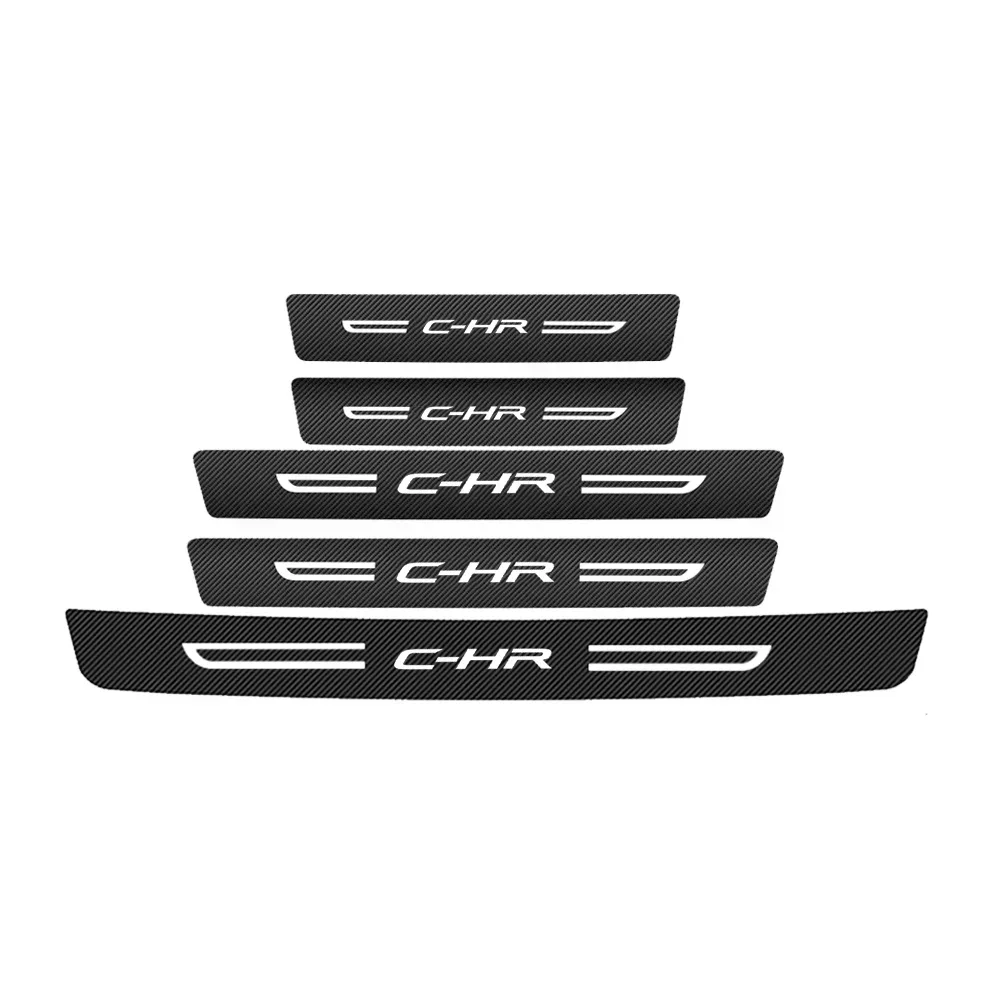 

Углеродное волокно, порог автомобиля, накладка на порог, наклейки, защитные наклейки для Toyota CHR C-HR, логотип, защита бампера багажника, полоса