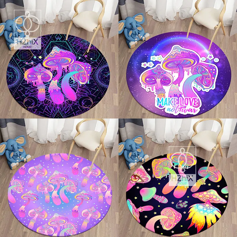 

Psychedelic Mushroom Round Carpet Carpet Living Room Bedroom Full of Carpet Cute Modern Simple Children's Cartoon Floor Mat