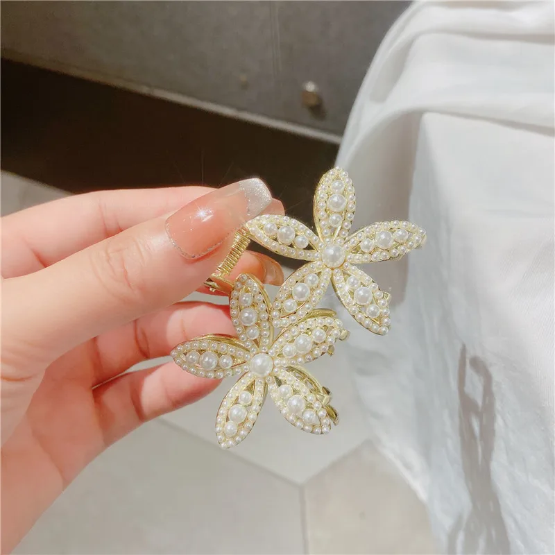 Летние жемчужные блестящие стразы заколки для волос женщин Милая женская