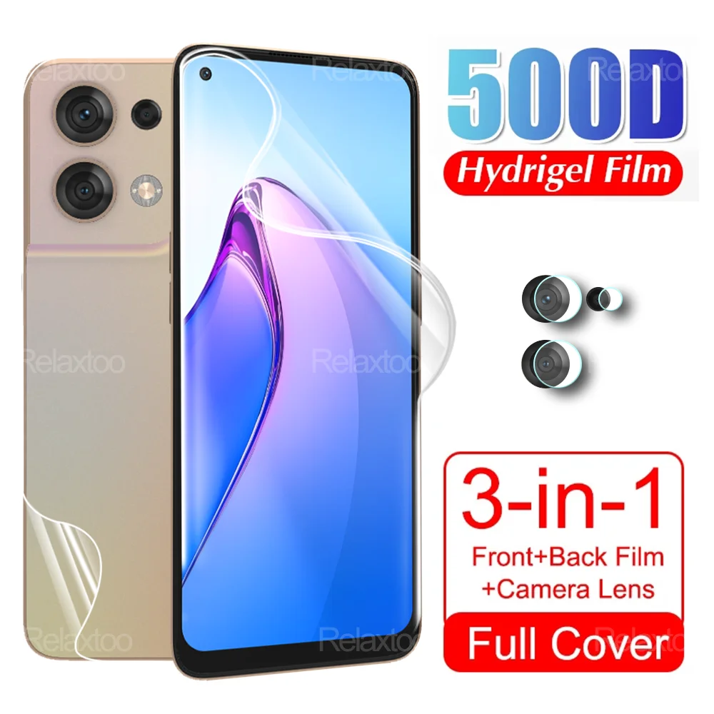 

3-в-1 Передняя и задняя Гидрогелевая пленка HD, не стекло для Oppo Reno8 Pro Plus, защита для объектива камеры Reno7 Z Reno6 Lite Reno5 F Reno4