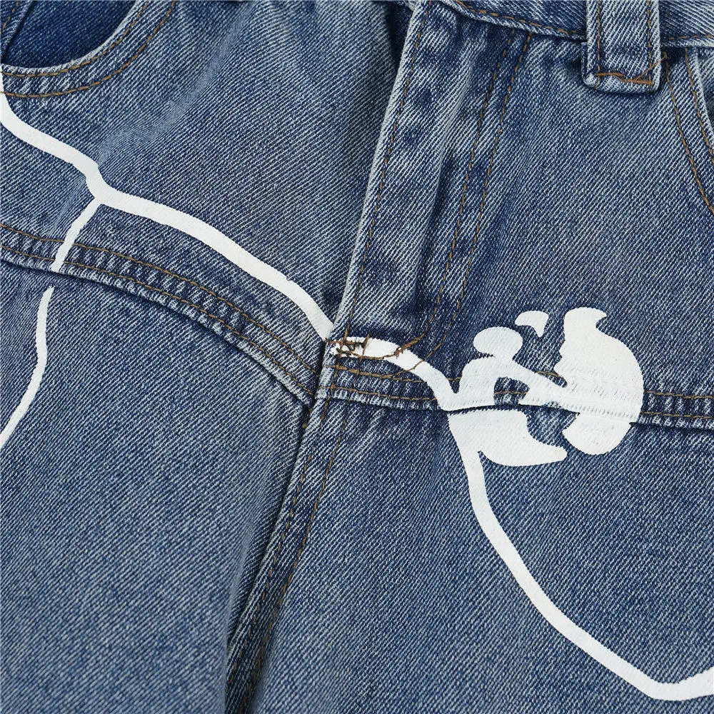 2023 Men Hip Hop Baggy Pants Jeans Streetwear skull Printing Denim Pants Harajuku Joggers Jeans Trousers Pants