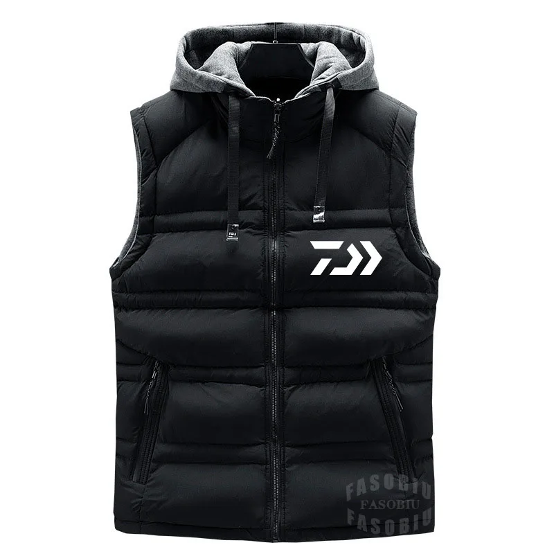 

Daiwa Winter Men's Warm Thick Fishing Vest Windbreaker Hooded Coat Outdoor Sports Mountaineering Camping Fishing Jackets Outwear