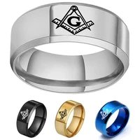 hot sale new 2022 fashion masonic religious logo ring stainless steel ring for women men party jewelry gift