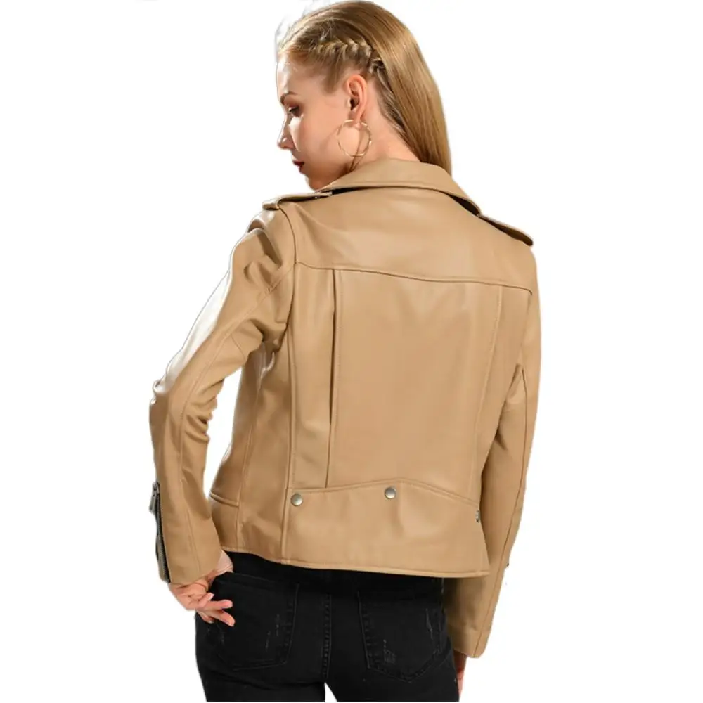 Spring Genuine Leather Jacket Women 2022 Fashion Real Sheepskin Coat Rivet Motorcycle Biker Jacket Female Sheep Leather Coat