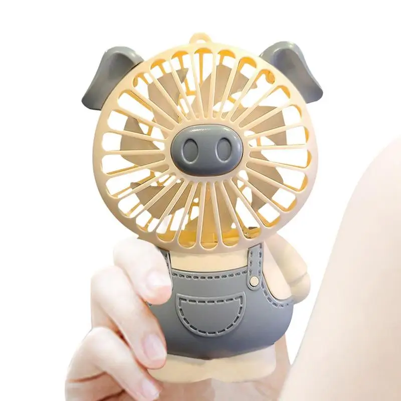 

Миниатюрный персональный мини-вентилятор в виде милой свиньи, с перезаряжаемой батареей и подсветкой, мультяшный портативный вентилятор с 2 скоростями для женщин