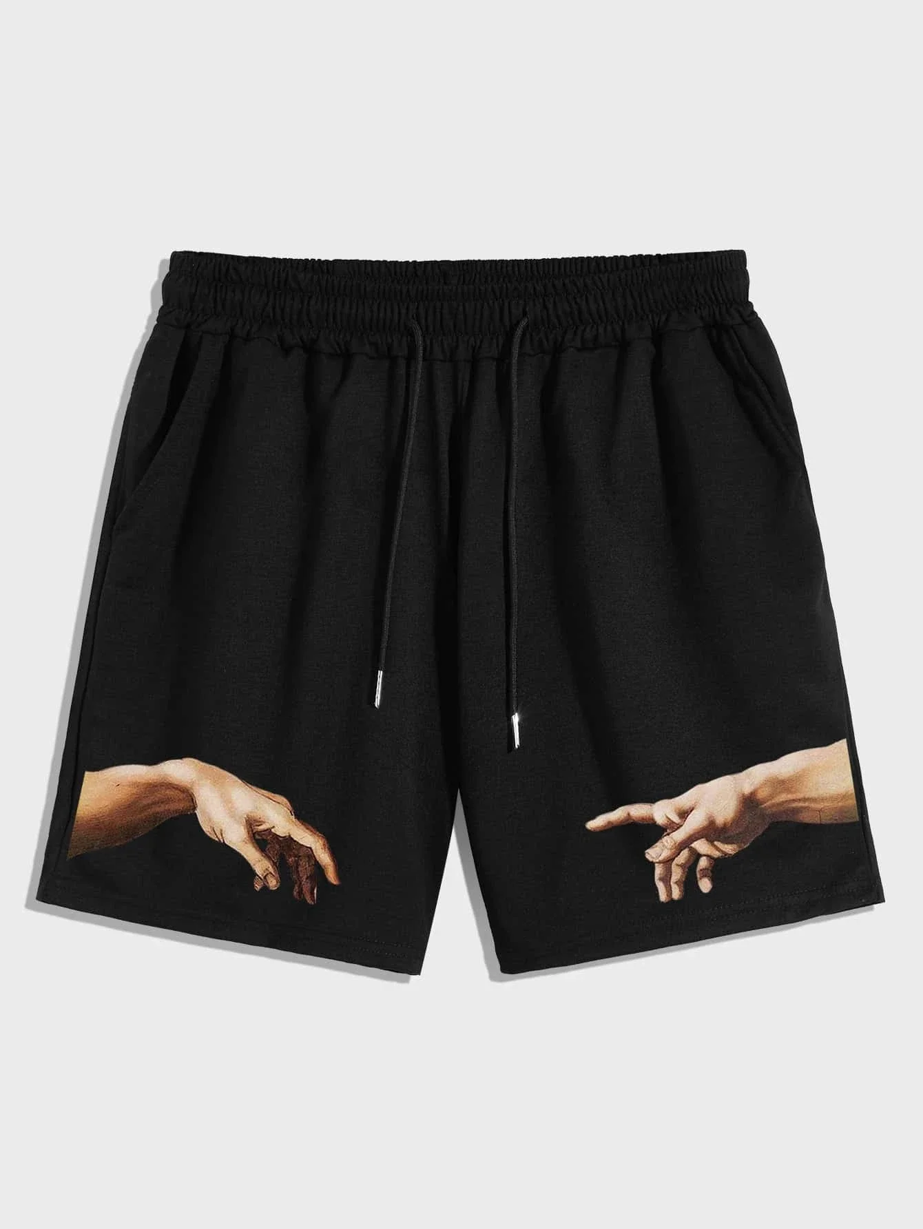 

Men Hands Print Drawstring Waist Shorts
