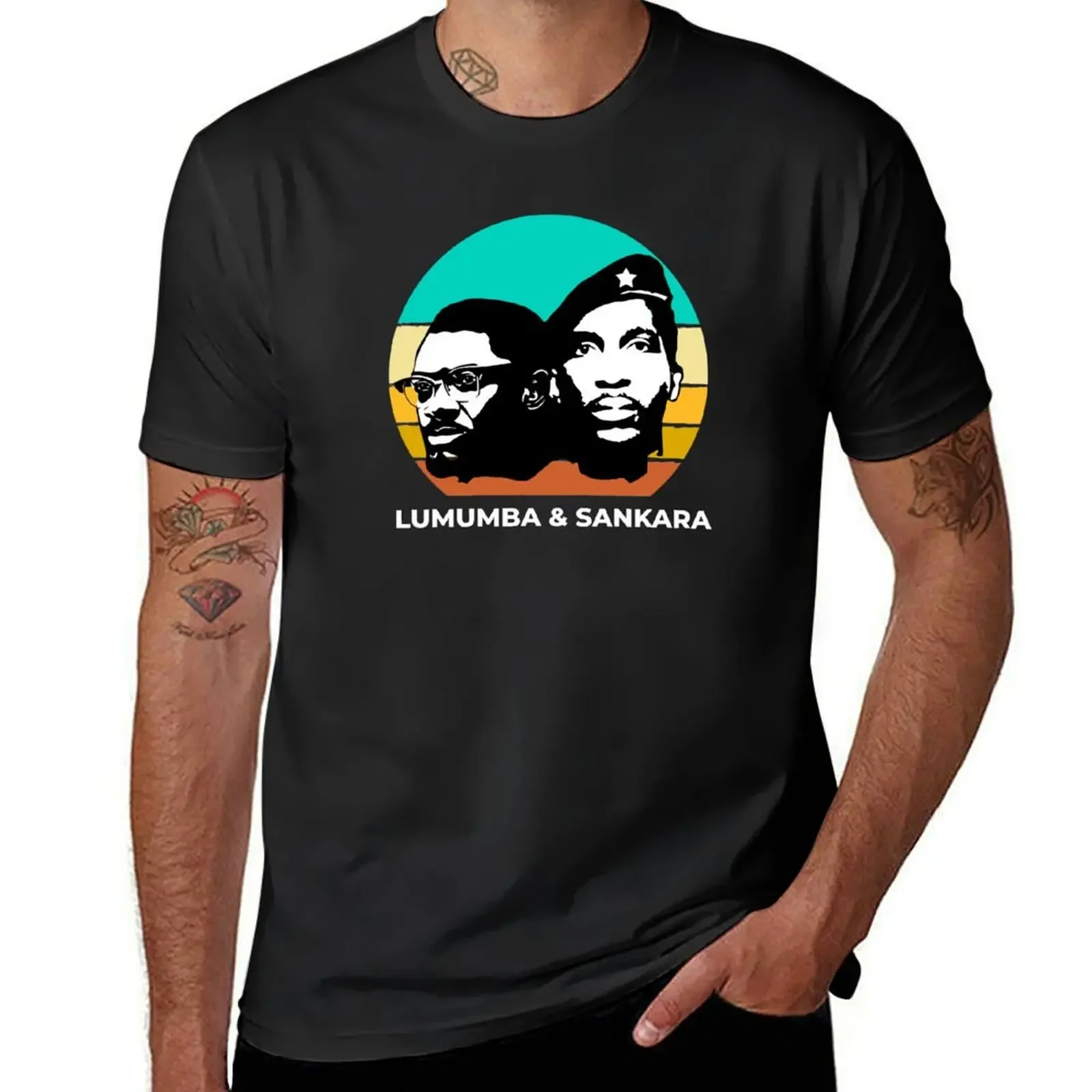 Sankara and Lumumba Ретро Sunser футболки топы Эстетическая одежда Аниме тяжелые для мужчин