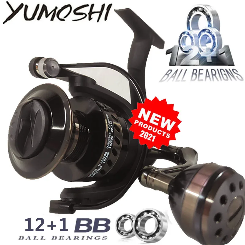 

Yumoshi 2000-7000 5.1:1 Metal 25kg Max DragBrown Spinning Fishing Reel Carp CNC Full Metal Rocker Large capacity wire cup White